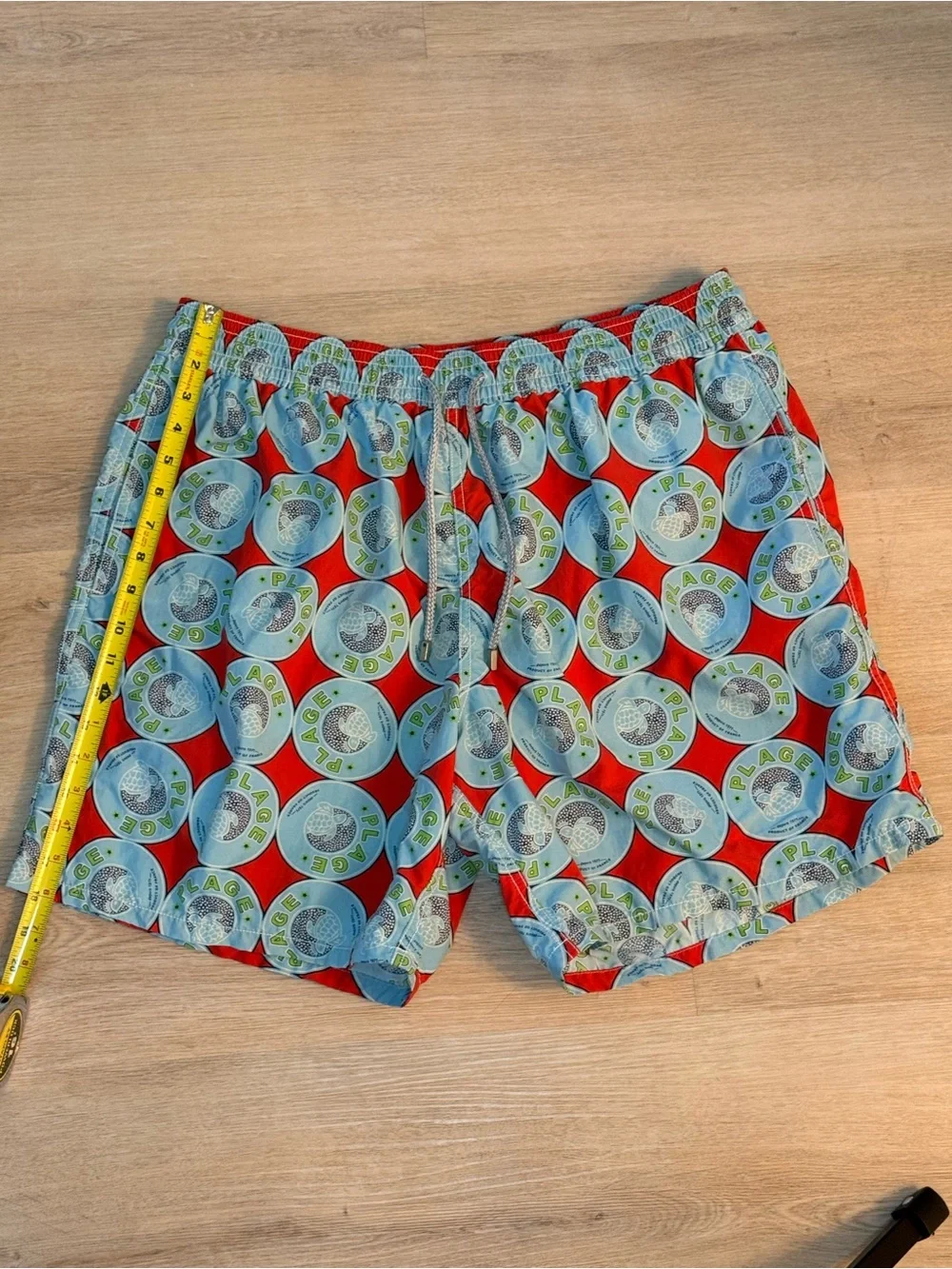 Vilebrequin Red & Light Blue Printed Swim Shorts